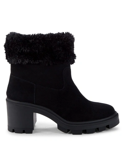 Shop Splendid Women's Margo Faux Fur-trim Booties In Black