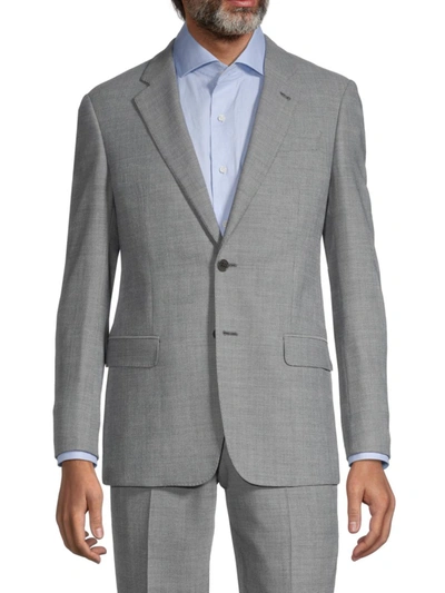 Shop Armani Collezioni Men's Regular-fit Textured Virgin Wool-blend Suit In Grey