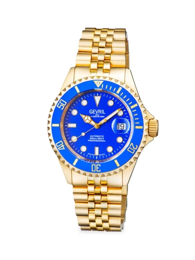 Shop Gevril Men's Wall Street 43mm Goldtone Stainless Steel Swiss Automatic Bracelet Watch In Black