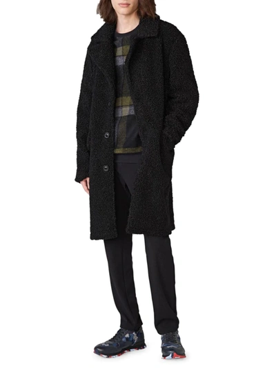 Shop Karl Lagerfeld Men's Water-resistant Faux Shearling Fur Coat In Black