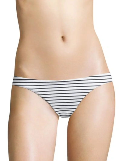 Shop Melissa Odabash Women's Venezuela Striped Bikini Bottom In White Blue Stripe