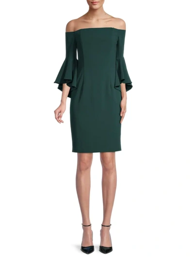 Shop Calvin Klein Women's Off-the-shoulder Shift Dress In Malachite