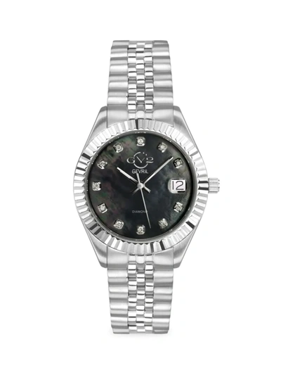 Shop Gv2 Women's Naples 34mm Stainless Steel & Diamond Bracelet Watch In Sapphire