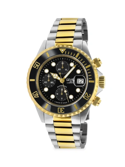 Shop Gevril Men's Wall Street 43mm Chronograph Stainless Steel Bracelet Watch In Black