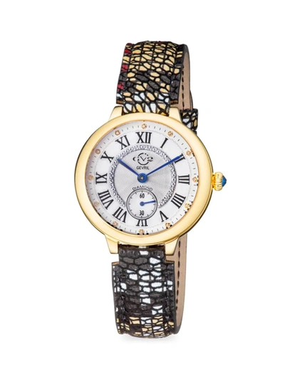 Gv2 Women's Rome 36mm Stainless Steel & Diamond Leather Strap Watch In Sapphire