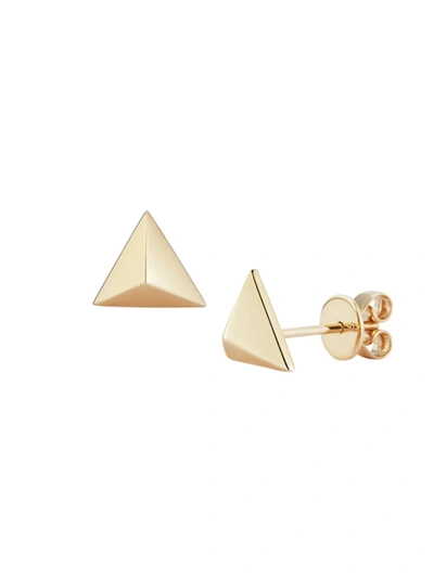 Shop Nephora Women's 14k Yellow Gold Pyramid Stud Earrings