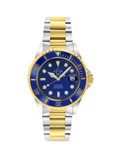 Shop Gv2 Men's Liguria Swiss Automatic Two Tone Stainless Steel Diver Watch In Blue