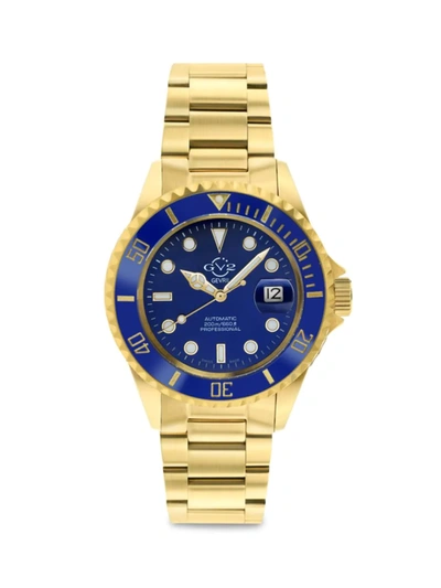Shop Gv2 Men's Liguria Swiss Automatic Goldtone Stainless Steel Diver Watch In Blue