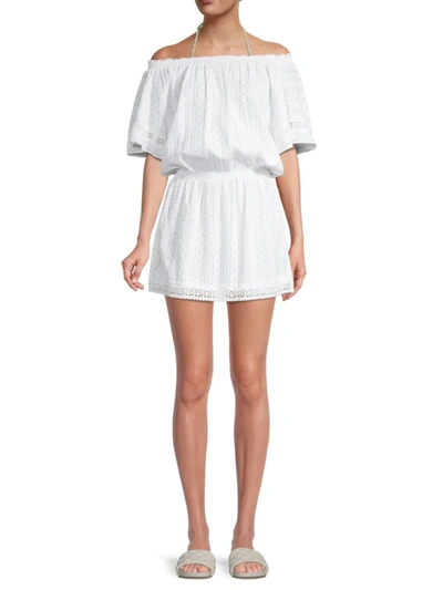 Shop Melissa Odabash Women's Michelle Off-the-shoulder Blouson Dress In White