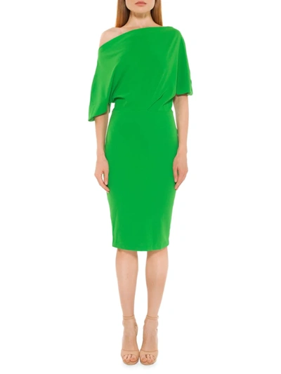 Shop Alexia Admor Women's Olivia Draped One-shoulder Sheath Dress In Green