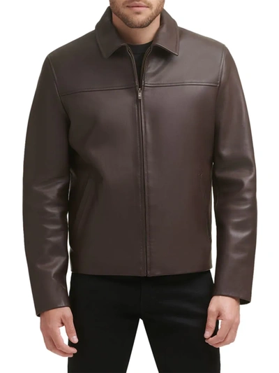 Shop Cole Haan Men's Smooth Lamb Leather Jacket In Java