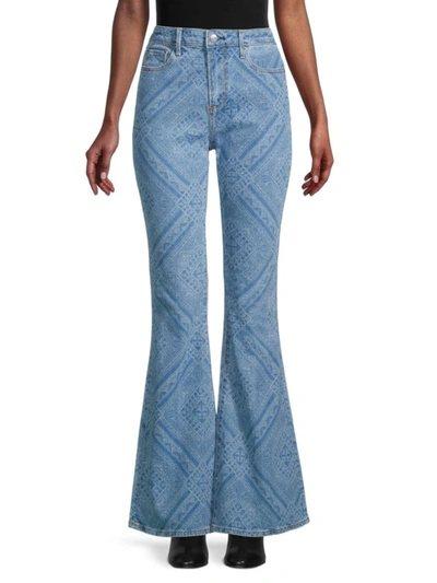 Shop Driftwood Women's Farrah Bandana-print Wide-leg Jeans In Light Wash