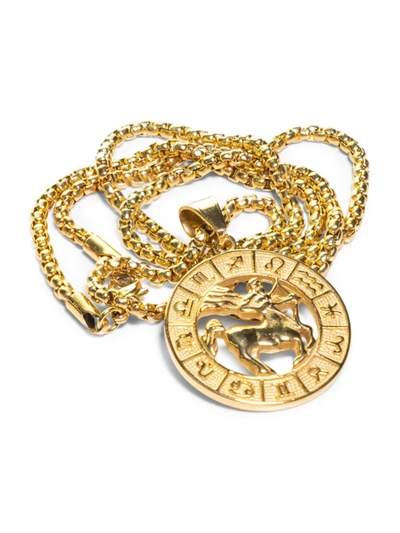Shop Jean Claude Men's Goldplated Stainless Steel Zodiac Pendant Necklace In Sagittarius