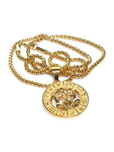 Shop Jean Claude Men's Goldplated Stainless Steel Zodiac Pendant Necklace In Gemini