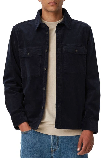 Shop Les Deux Laurel Hybrid Stretch Corduroy Shirt Jacket In 460460-dark Navy