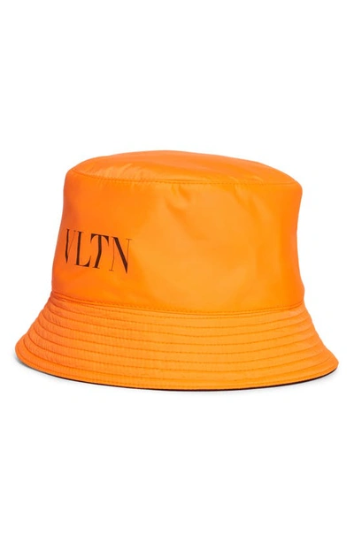 Shop Valentino Vltn Reversible Bucket Hat In Black White Orange