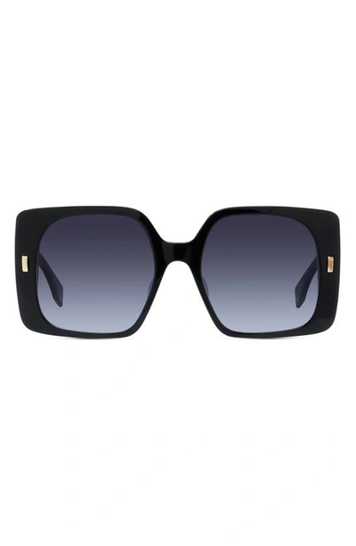 Shop Fendi The  First 53mm Geometric Sunglasses In Shiny Black / Gradient Blue