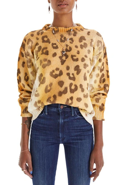 Shop Mother Leopard Print Cotton Sweater In Shady Cat