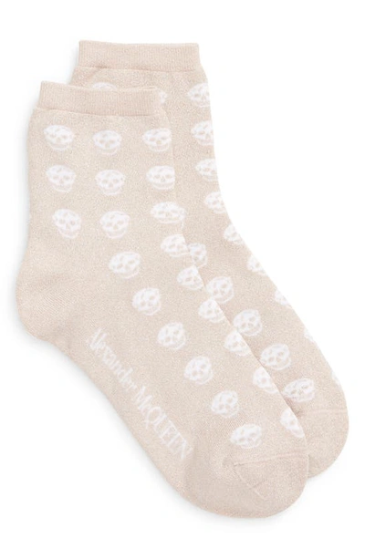 Shop Alexander Mcqueen Skull Metallic Socks In Old Rose/ White
