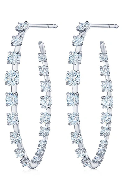 Shop Kwiat Starry Night Diamond Oval Hoop Earrings In White Gold