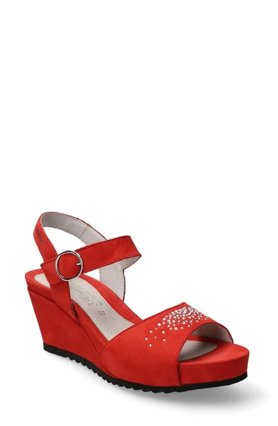 Shop Mephisto Gaby Crystal Embellished Sandal In Scarlet Nubuck Leather