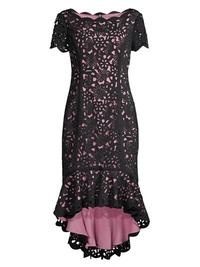 Shop Shani Women's High-low Crepe Dress In Black Pink