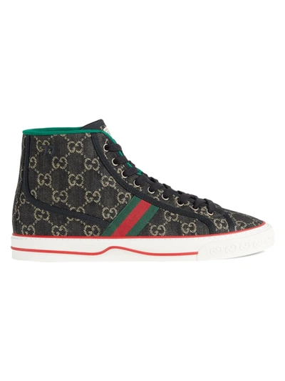 Shop Gucci Men's  Tennis 1977 High-top Sneakers In Black Red