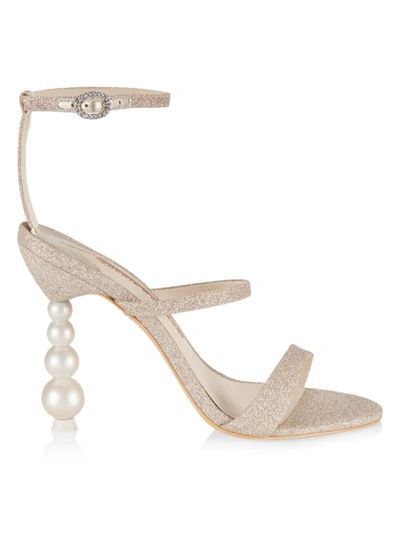 Shop Sophia Webster Women's Rosalind Pearl Glitter Sculptured Heel Sandals In Champagne
