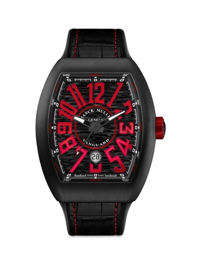 Shop Franck Muller Men's Vanguard Titanium & Alligator Leather Strap Watch In Black