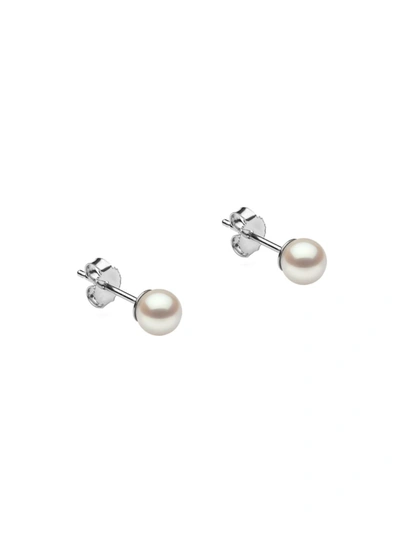 Shop Saks Fifth Avenue Women's 14k White Gold & 5-5.5mm Akoya Pearl Stud Earrings