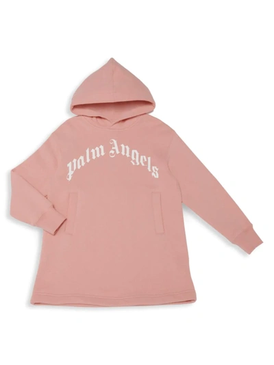Shop Palm Angels Little Girl's & Girl's Logo Hoodie Dress In Pink White