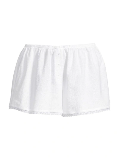 Shop Andine Women's Gigi Seersucker Shorts In White