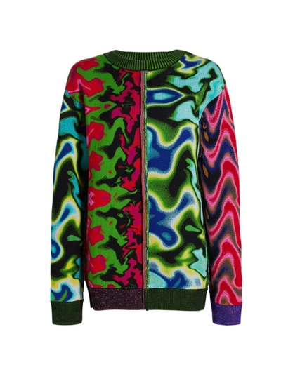 Shop Agr Cherish Jacquard Split Sweater In Neutral