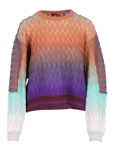 Shop Missoni Knitted Gradient Effect Sweater In Multicolor