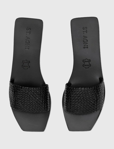 Shop St Agni Edi Woven One Strap Sandal In Black