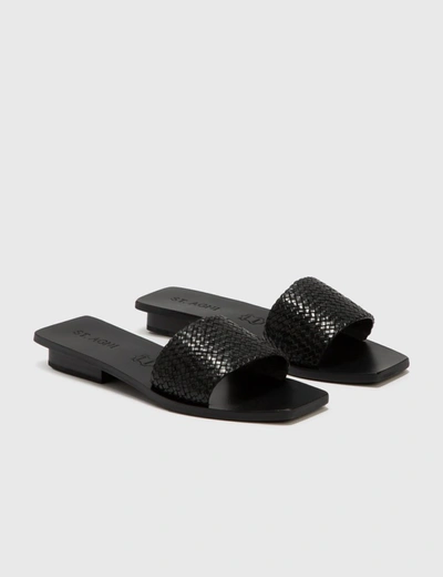 Shop St Agni Edi Woven One Strap Sandal In Black