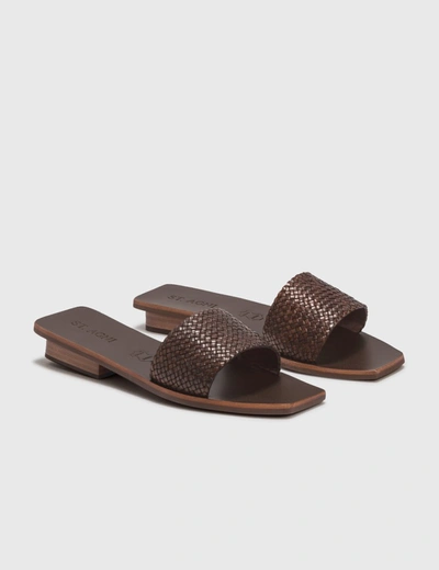 Shop St Agni Edi Woven One Strap Sandal In Brown