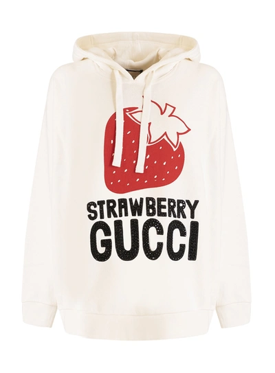 Shop Gucci Logo-print Drawstring Hoodie In Grigio