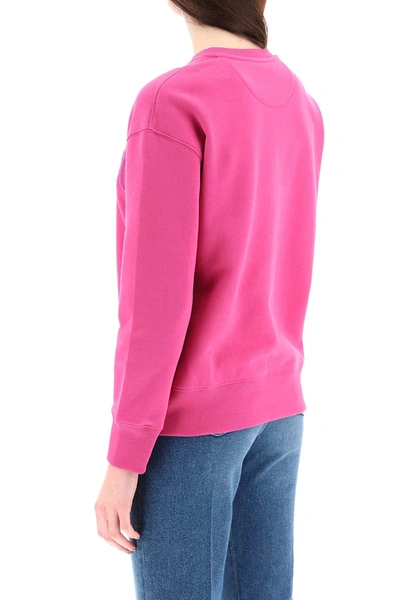 Shop Valentino Sweatshirt With Laminated Embossed Logo In Fuchsia