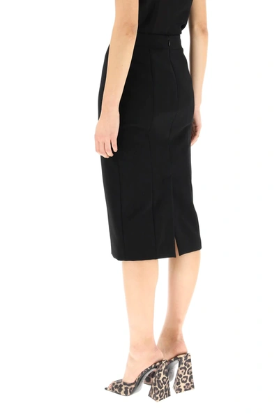 Shop Moschino Crepe Pencil Skirt In Black