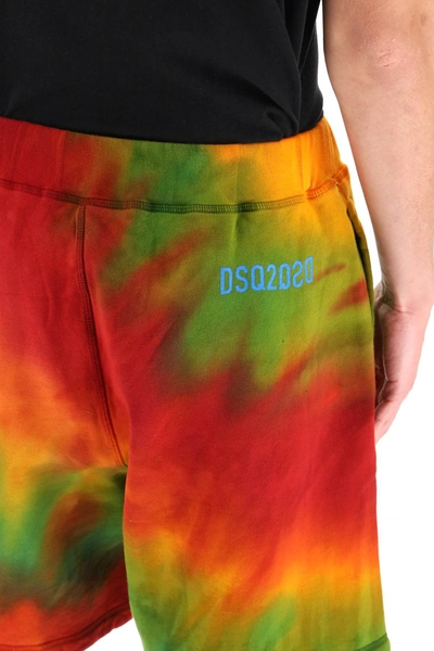 Shop Dsquared2 Tie-dye Short Sweatpants In Red,green
