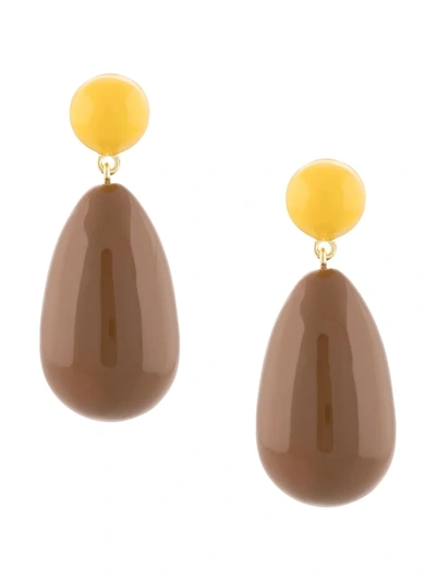 Shop Eshvi Oval Drop Earrings In Brown
