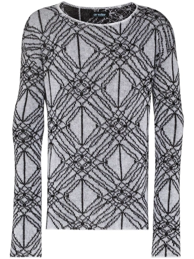 Shop Av Vattev Sci-fi Jacquard Cable-knit Jumper In Grey