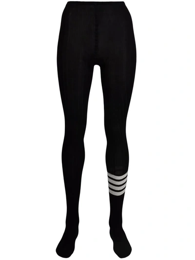 Shop Thom Browne 4-bar Stripe Tights In Black