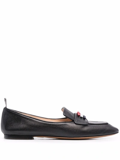 Shop Thom Browne Three-bow Flat Loafers In Black