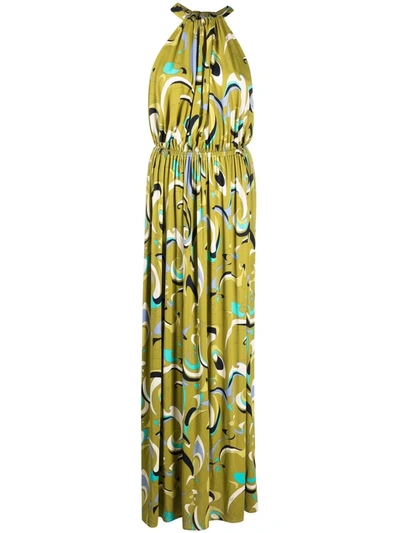 Shop Emilio Pucci Itinerari-print Evening Dress In Green