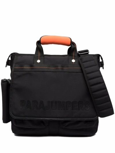 Shop Parajumpers Embroidered-logo Briefcase In Black