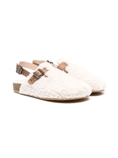 Shop Il Gufo Faux-fur Buckle-fastening Sandals In Neutrals