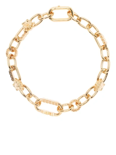 Shop Versace Medusa Plaque Detail Necklace In Gold