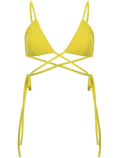 Shop Christopher Esber Crossover-straps Bikini Top In Green